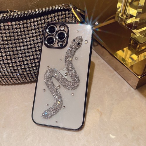 Luxury 3D Rhinestones Snake TPU Phone Case With Anti-fall Full Protection For iPhone